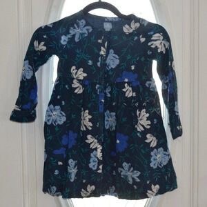 Baby Gap Button Up Navy Blue Floral Dress Girls Size 5 Years
